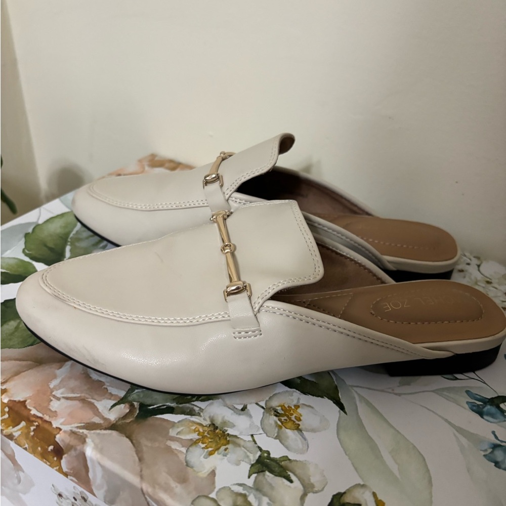 Off white mules - Slip-On Loafers - gold detail